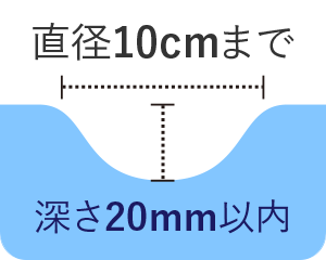 直径10cmまで/深さ20mm以内