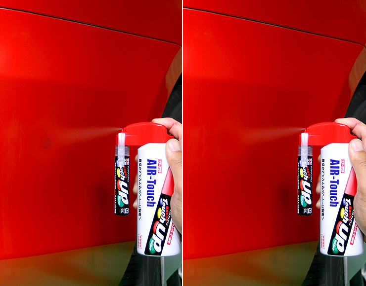 一度にペイントを厚塗りしようとすると液ダレの原因になります。数回に分けて塗り重ね、徐々にキズを隠していくのがコツです。