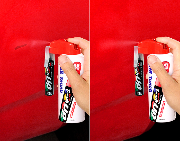 一度にペイントを厚塗りしようとすると液ダレの原因になります。数回に分けて塗り重ね、徐々にキズを隠していくのがコツです。